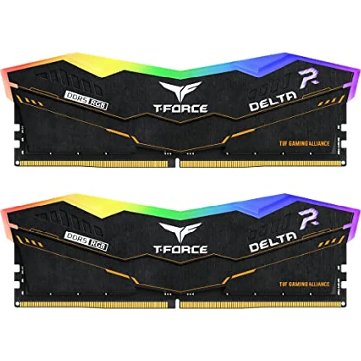 TEAMGROUP T-FORCE DELTA TUF Gaming Alliance RGB DDR5 RAM 32GB (2x16GB) 6000MHz PC5-48000 CL38, Schwarz, mit Intel XMP 3.0 und AMD Expo kompatibel