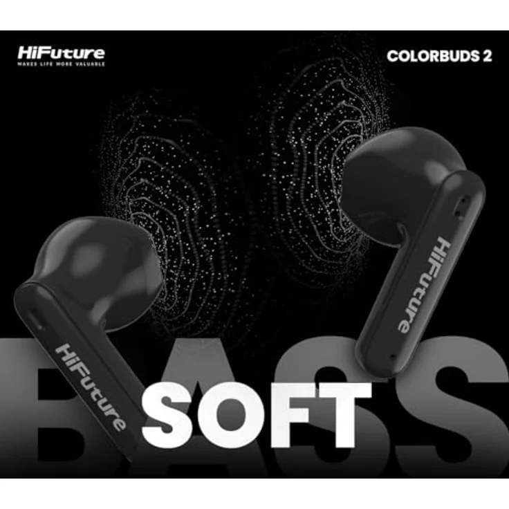 Hifuture Sonic Colorbuds 2 kabellose Kopfhörer, TWS, Bluetooth 5.3, IPX5, 5 Stunden (Ohrhörer), 15 Stunden (mit Ladeetui), Schwarz – Bild 3