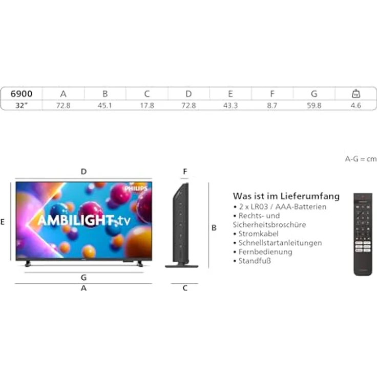 Philips 32PFS6900, 32 Zoll HD LED Smart TV mit Pixel Plus, Titan OS, Dolby Digital Sound, Sprachsteuerung mit Alexa und Google Assistent – Bild 3