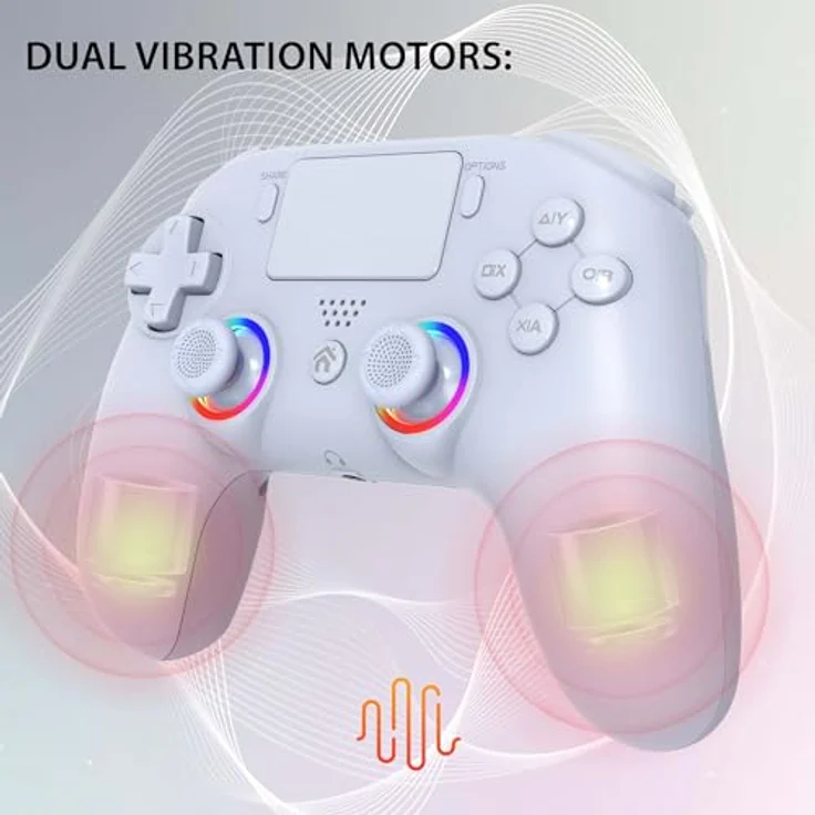 Subsonic Kabelloser Controller für PS4 – Bluetooth-Controller mit LED, Vibration und 3,5 mm Gaming-Headset-Anschluss – Weiß – Bild 3
