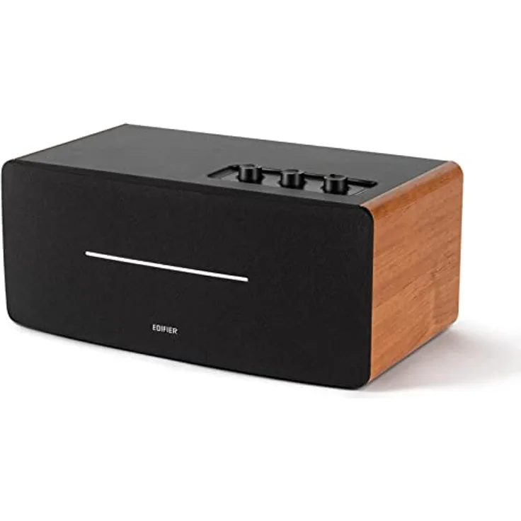 Edifier D12 Bücherregal-Lautsprecher - Integrierter Desktop-Stereo-Bluetooth-Lautsprecher - Drahtloser Computer-Lautsprecher für den Desktop-Einsatz - 70 Watt RMS mit Subwoofer-Line-Out - Holzgehäuse