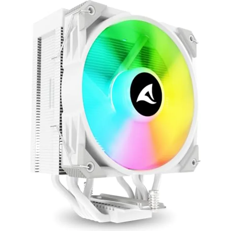 Sharkoon A50 RGB White, CPU Kühler mit 12 cm Lüfter, bis zu 1800 RPM, hoher Luftstrom, Weiss