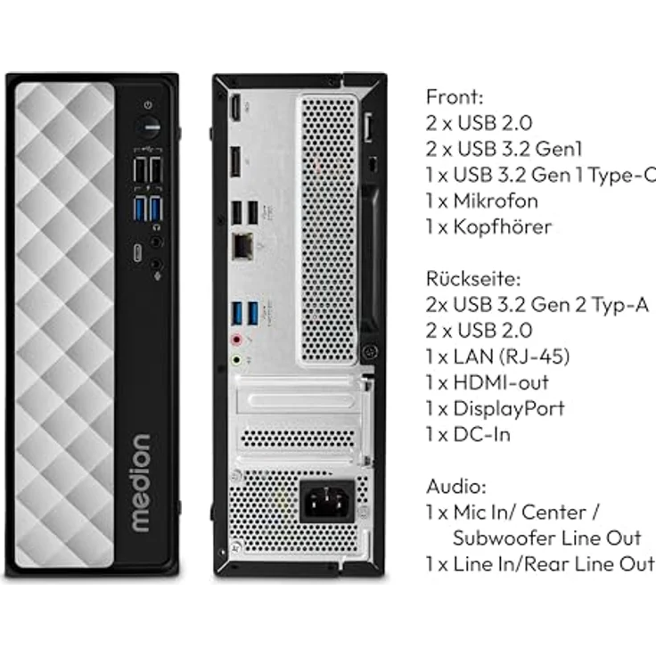Medion Akoya T80 SFF MD35422, Desktop-PC mit Intel Core i5-12450H, 16 GB RAM, 512 GB SSD, Intel UHD Graphics, grau-schwarz – Bild 5