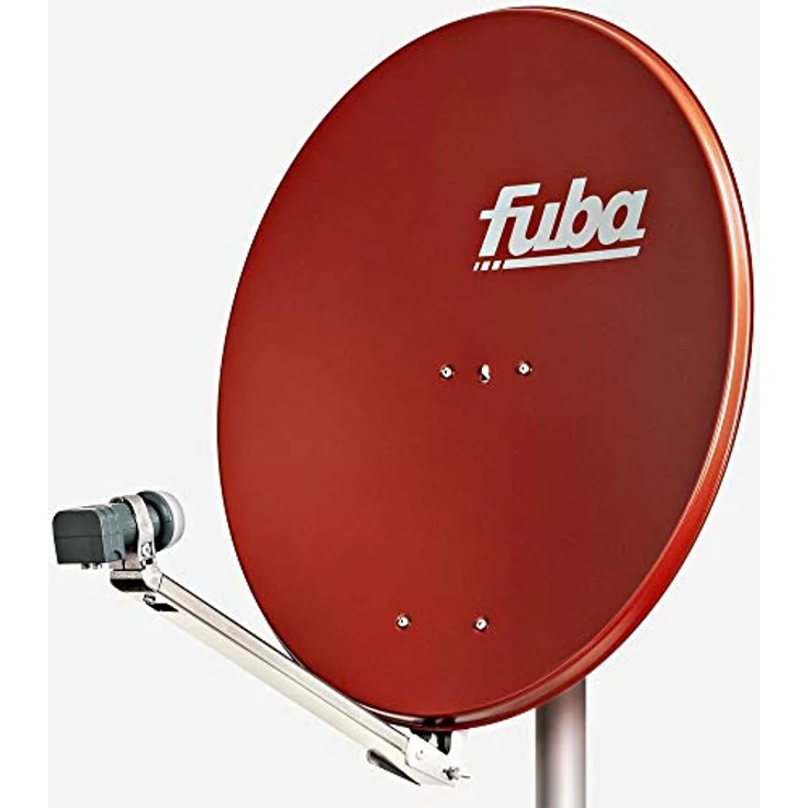 Fuba DAL 802 R Sat Anlage, 74 cm Aluminium Sat-Schüssel in Rot mit Twin LNB DEK 217 für 2 Teilnehmer, HDTV-, 4K- und 3D-kompatibel – Bild 2