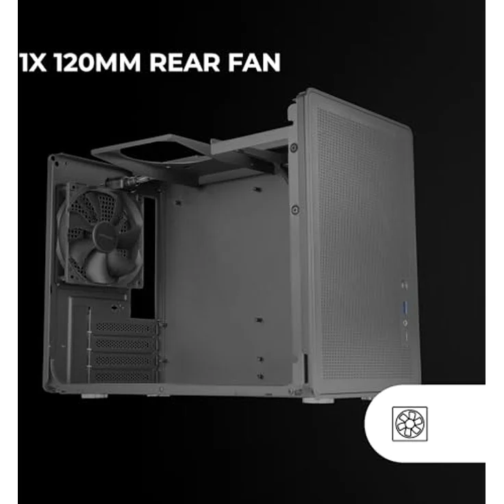 Mars Gaming MC-XPRO, Ultrakompaktes MicroATX-Gehäuse mit Mesh-Paneel-Design, 120mm Rücklüfter, 360° Kühltechnologie, Dual-Kompatibilität für ATX- und SFX-Netzteile, Mini-Tower PC, Schwarz – Bild 4