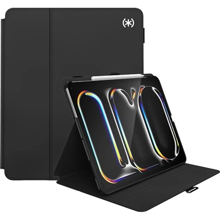 Speck iPad Pro 12,9–13 Zoll Hülle (Modell 2024, 7. Generation) mit Stifthalter und Kameraschutz, Multi-Range-Ständer, Balance Folio - Schwarz – Bild 1