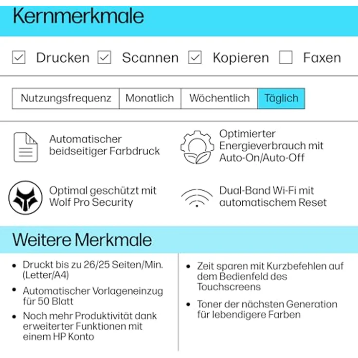 HP Color LaserJet Pro MFP 3302sdwg, Multifunktionsdrucker mit LAN, WLAN, Wi-Fi Direct, HP Instant Ink kompatibel – Bild 2
