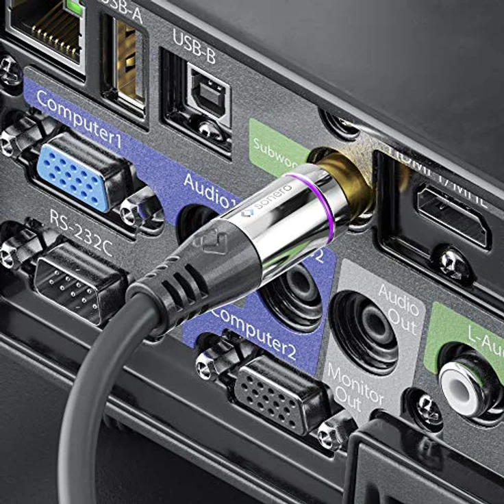 Sonero® Premium Cinch Audiokabel, 1x Cinch Stecker auf 2x Cinch Stecker 5,00m, vergoldete Kontakte, schwarz – Bild 5