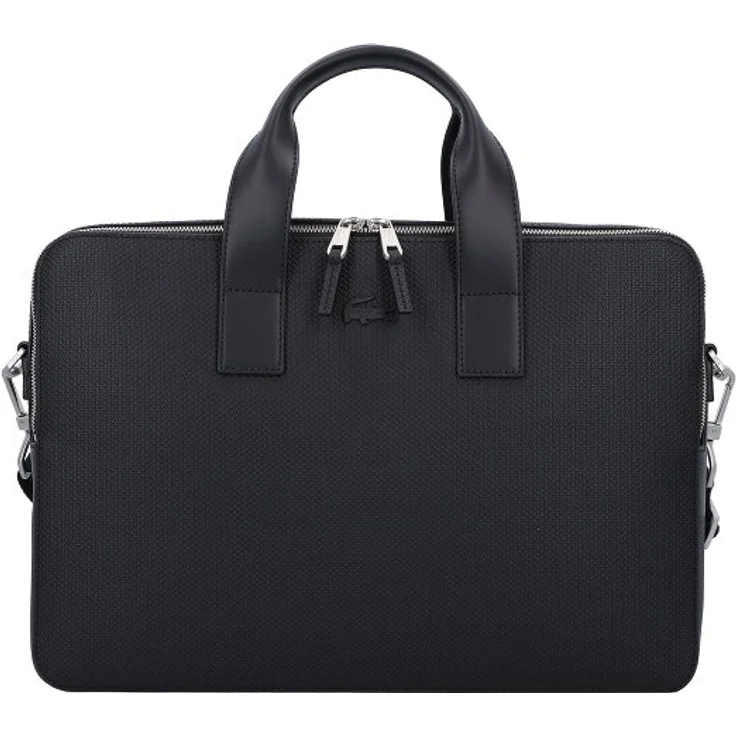 Lacoste Chantaco Aktentasche aus Leder, 39 cm mit Laptopfach, schwarz