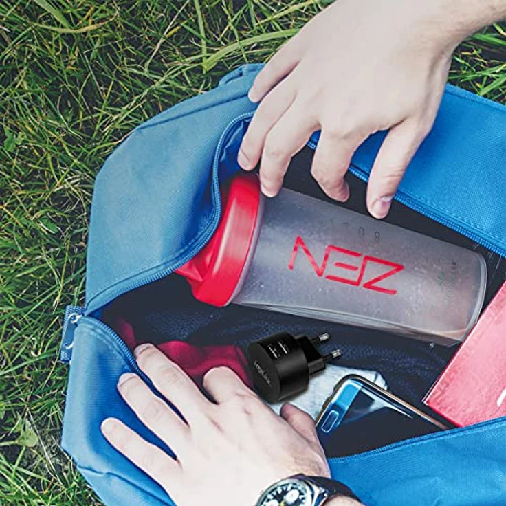 LogiLink PA0218 Fast Charging - USB Steckdosenadapter (2x USB-A, 10,5W) für Smartphones-Tablets-MP3-MP4 Player-eBooks-Navi-etc. mit Überlade-, Tiefentlade-, Überlast- und Kurzschlussschutz, schwarz – Bild 6