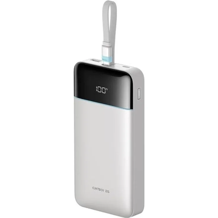 CUKTECH LPB252N Powerbank 25000 mAh mit integriertem USB-C Kabel, 120W Ausgang, weiß