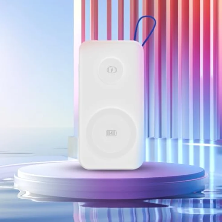 3mk PastelUp Powerbank 10,000mAh 22.5W USB 1A1C, kabellose Qi-Batterie in Weiss mit induktiver Ladestation – Bild 3