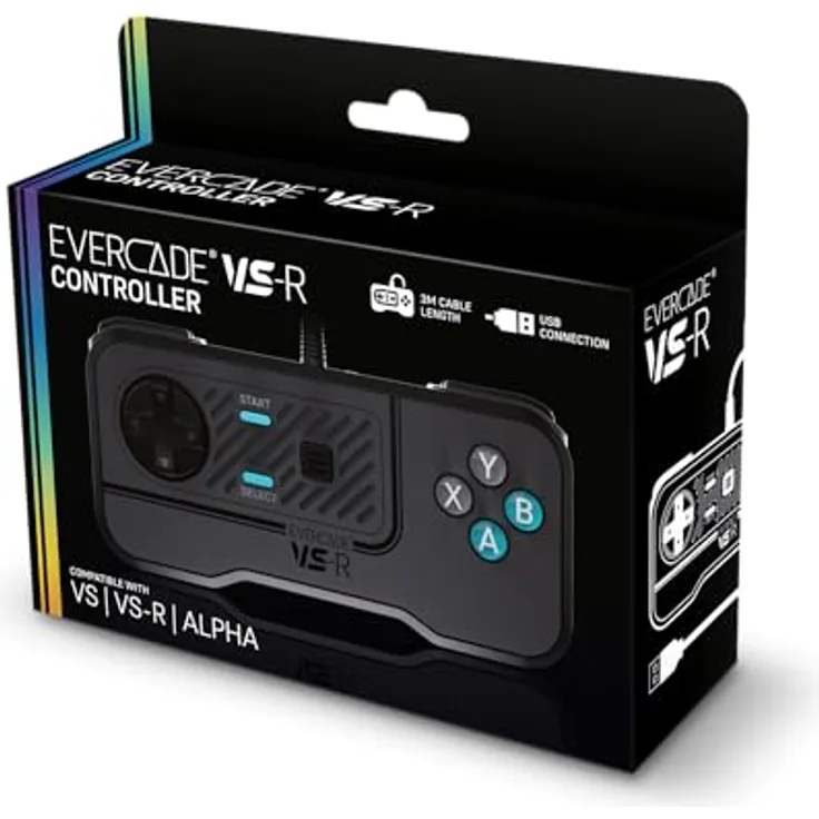 BLAZE Evercade VS-R Wired Gaming Controller, Mehrfarbig für bis zu 4 Spieler, ideal für Evercade VS-R Konsole