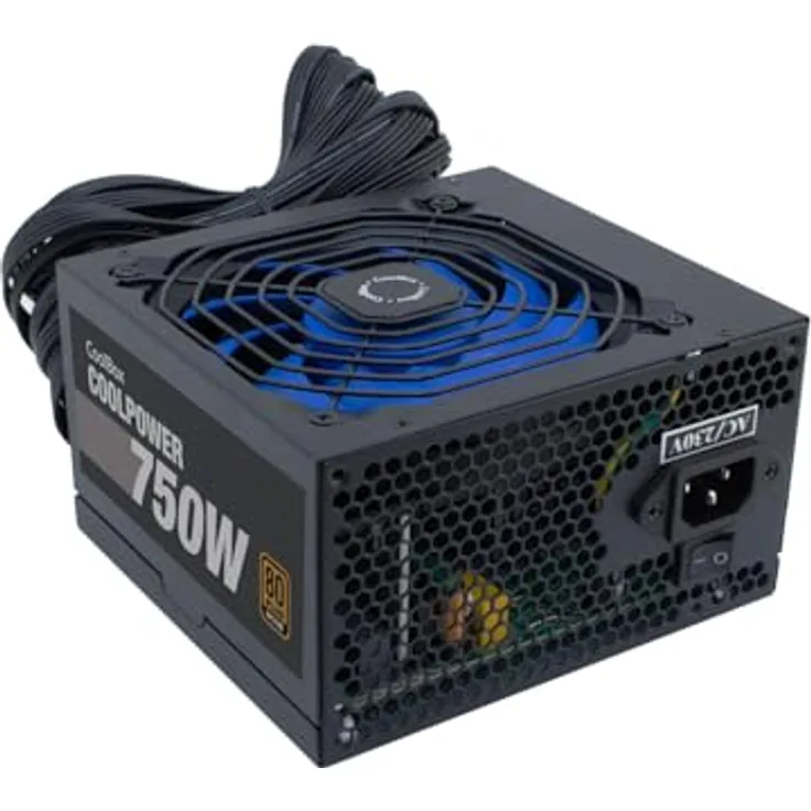 CoolBox CoolPower 750W, PC Netzteil mit 80 PLUS Bronze-Zertifizierung, aktiver Kühlung und vielseitigen Anschlussmöglichkeiten, Schwarz