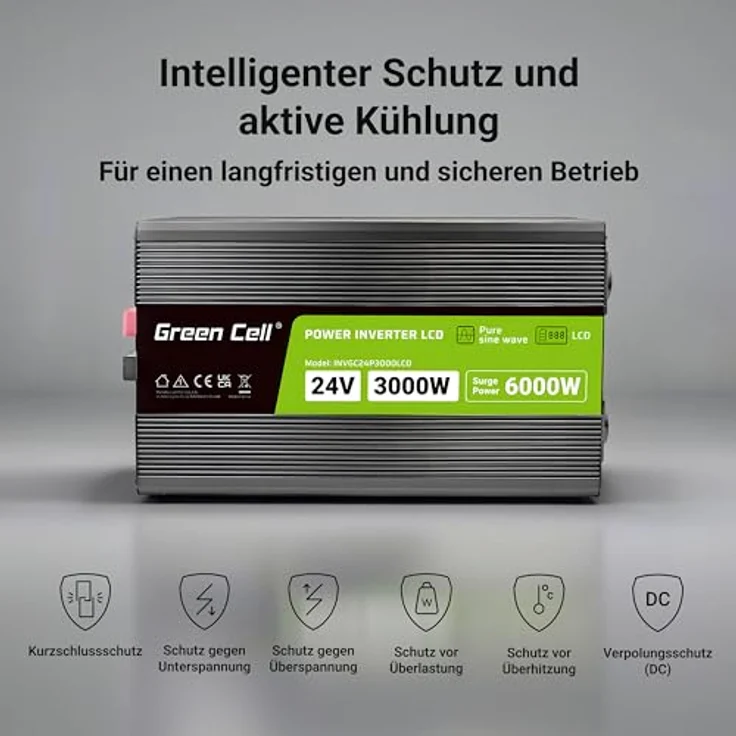 Green Cell DC to AC Wechselrichter, 3000 Watt Netzteil, 80 Plus, Schwarz – Bild 4