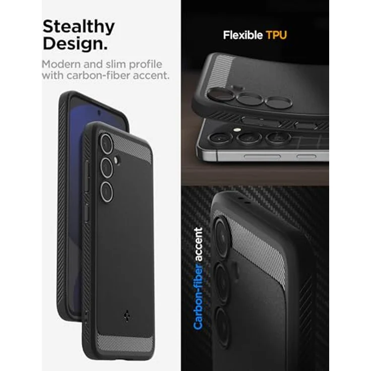 Spigen Rugged Armor Handyhülle für Samsung Galaxy S24 FE [Fallschutz in Militärqualität] – Mattschwarz – Bild 4