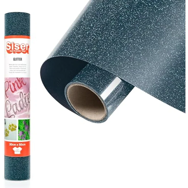Siser Transferfolie für Cad-Cut ®, 30 cm, glitzernde Heißtransfer-Folie in Türkisblau für Textilien – Bild 1