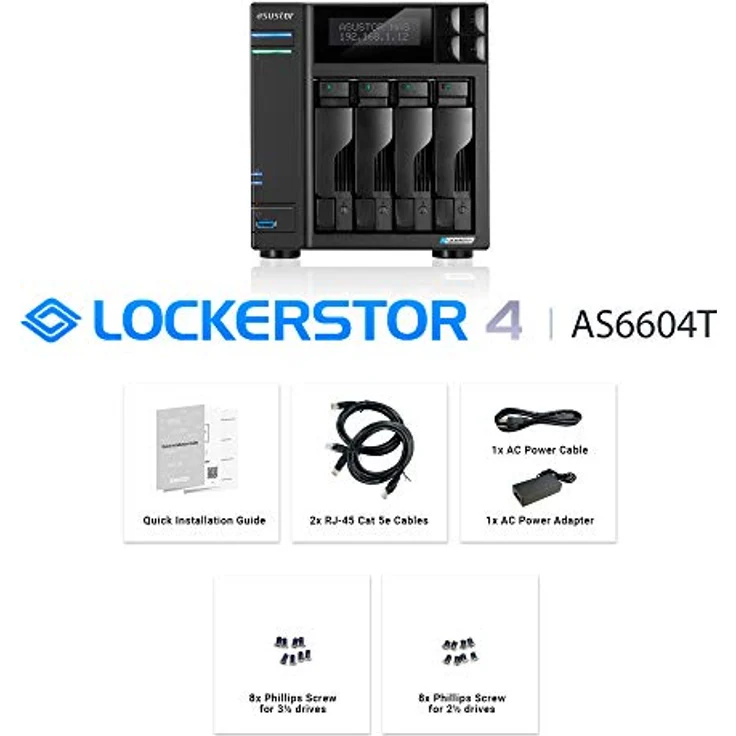 AS6604T - ASUSTOR Lockerstor 4, Intel Celeron J4125 Quad-Core Gemini Lake -Refresh, 4GB DDR4, 2.5GbE x2, M.2 Slots (2280 NVMe SSD) x2 – Bild 4