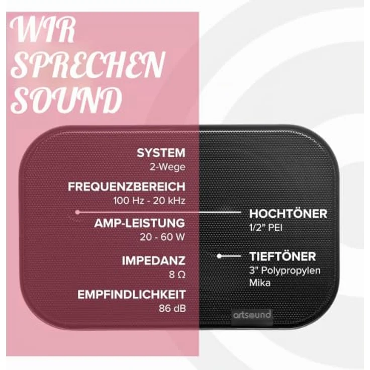 Artsound UNI30 B, 2-Wege 2.0 Lautsprecher, kabelgebunden, 100-20000 Hz, 8 Ohm, Schwarz – Bild 5