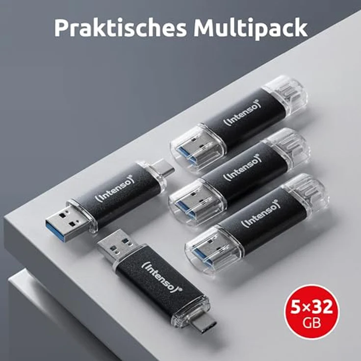 Intenso Twist Line USB Stick, 32 GB mit USB-A und USB-C, Schwarz, bis zu 70 MB/s Transferrate – Bild 3