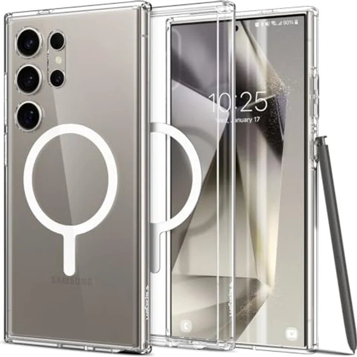 Spigen Ultra Hybrid Metal Ring MagFit Hülle für Samsung Galaxy S24 Ultra -Weiß, Integrierte Metallplatte, PC Platte, TPU-Rahmen – Bild 1
