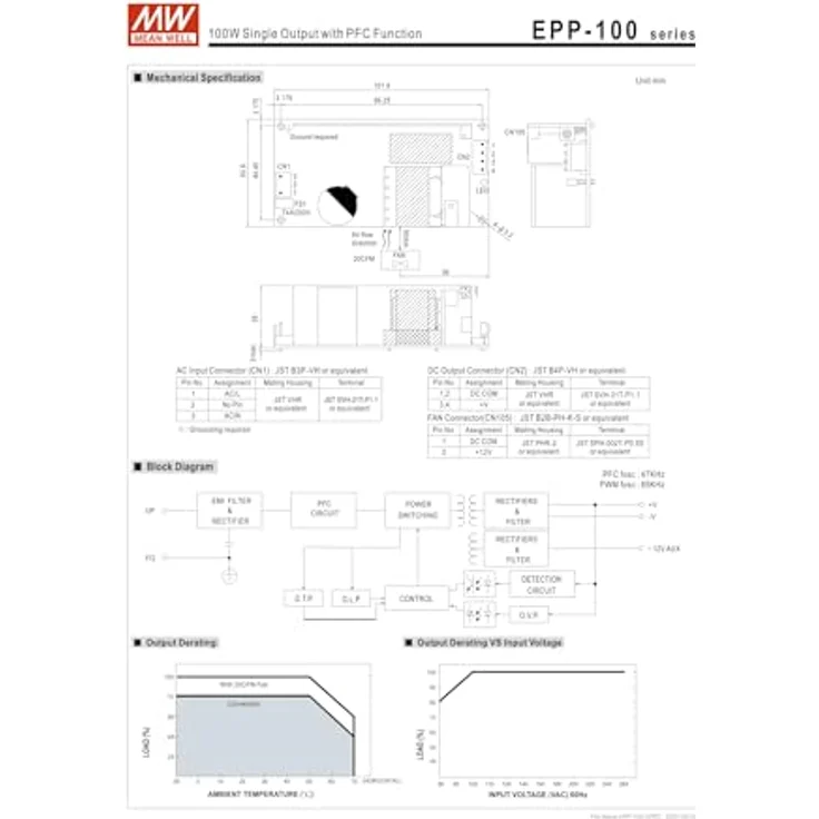 MeanWell EPP-100-27, Internes Netzteil (75.60 W) für PC mit hoher Effizienz – Bild 4
