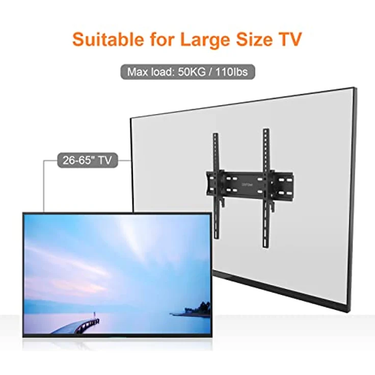 GRIFEMA Wandhalterung Fernseher 26-65 Zoll Neigbare, TV Halterung für bis zu 50KG Flach/Curved Fernseher (Universale: Samsung, LG, Sony usw.) Max.VESA 400x400mm, Schwarz – Bild 4