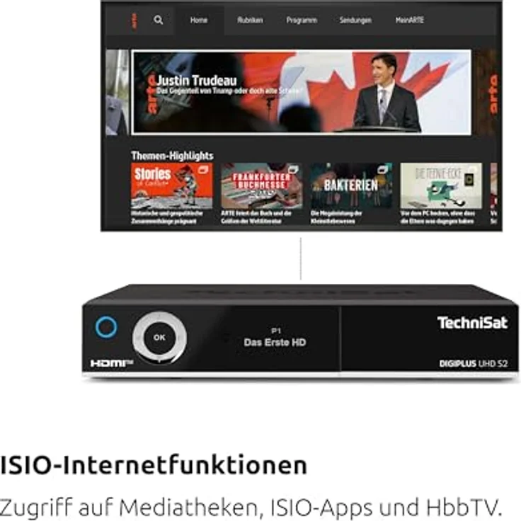 TechniSat DIGIPLUS UHD S2-4K Sat Receiver mit alphanumerischem Display und Twin Tuner (DVB-S/DVB-S2, HEVC, H.265, App Steuerung, PVR Aufnahmefunktion, WLAN, LAN, CI+, USB, OLED) schwarz – Bild 5