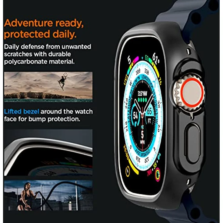 Spigen Thin Fit Hülle Kompatibel mit Apple Watch Ultra 2 (2023) / Ultra (2022) 49mm - Schwarz, Kratzerabwehr, erhöhte Umrandung, präzise Ausschnitte – Bild 5