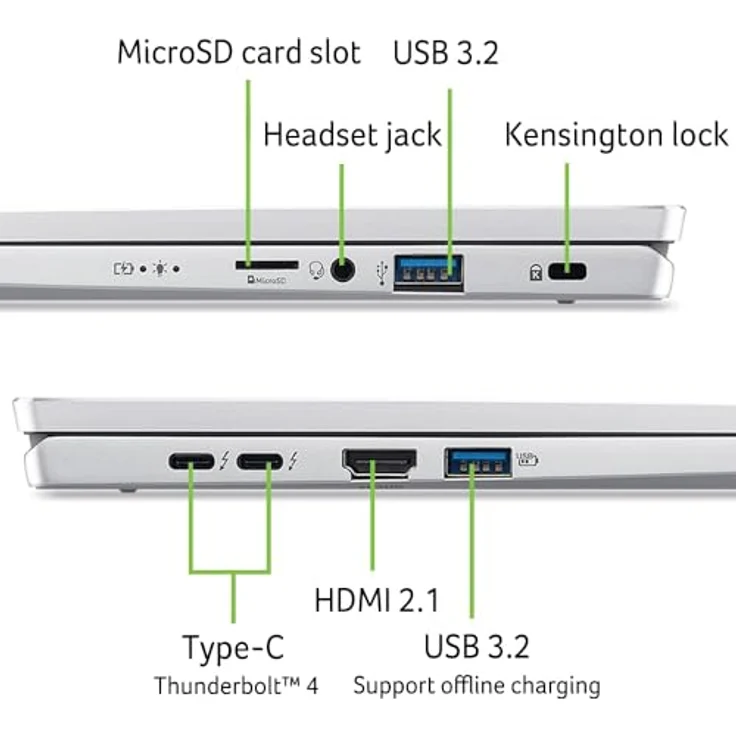Acer Swift Go 16 OLED (SFG16-72-518S) Ultrabook/Laptop | 16" 3.2K OLED 120Hz Display | Intel Core Ultra 5 125U | 16 GB RAM | 512 GB SSD | Windows 11 | grau – Bild 4