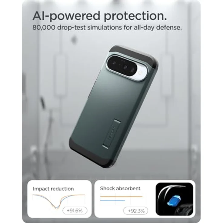 Spigen Tough Armor Smartphone Hülle für Google Pixel 10 und 10 Pro, robuster Schutz in Grün – Bild 6