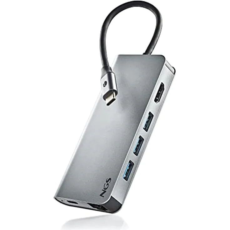 NGS Wonder Dock 8-8 in 1 USB-C-Hub, Multiport-Adapter (USB 3.0, USB-C mit PD-Aufladung, HDMI, SD/TF-Kartenleser und LAN - RJ45) Kompatibel mit USB-C-Geräten