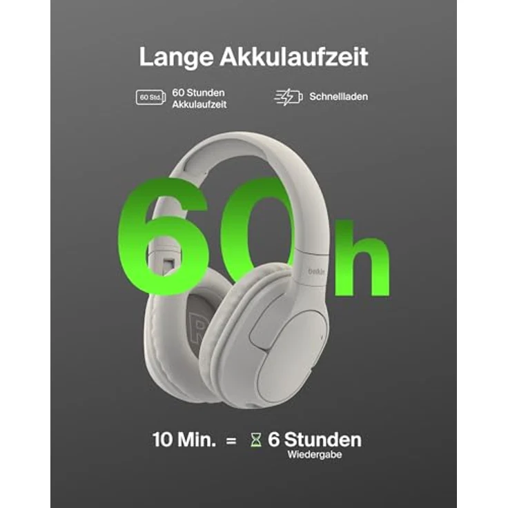 Belkin SoundForm Surround Kopfhörer Kabellos Bluetooth, Over-Ear Environmental Noise Cancelling Kopfhörer, 60 Std. Betrieb, weiche Hörmuscheln für iPhone, Galaxy, iPad – Sandfarben – Bild 2