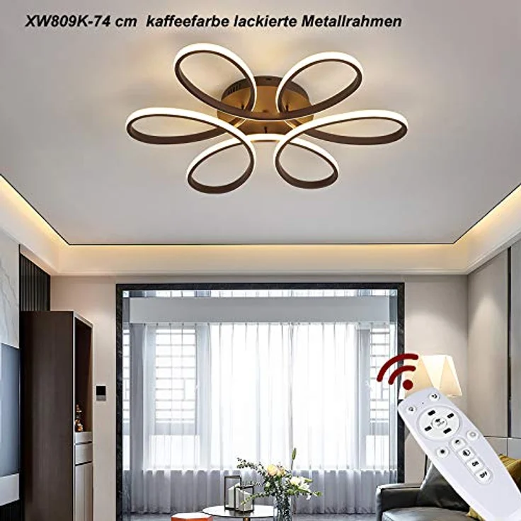 Eurotondisplay LED Deckenlampe XW809K 74cm 160W mit Fernbedienung kaffeefarbe lackiert A+ LED Wohnzimmerleuchte (XW809K-74cm Kaffee) – Bild 2
