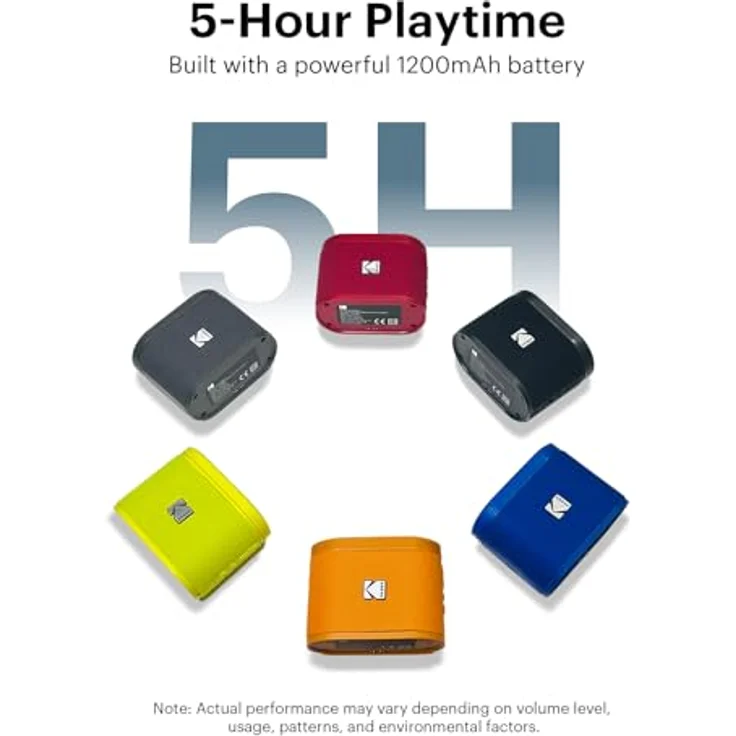 Kodak SOUNDBRIX tragbare kabellose Lautsprecher, 2er-Pack mit 5 W Sound, magnetischer Dockingstation, 3 Stunden Akkulaufzeit, orange – Bild 5