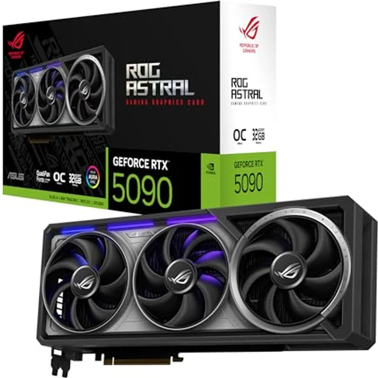 ASUS ROG Astral GeForce RTX 5090 32GB GDDR7 OC Edition Gaming Grafikkarte (Nvidia GeForce RTX5090, 3.8-Slot-Design, Vier Lüfter) - Schwarz – Bild 1