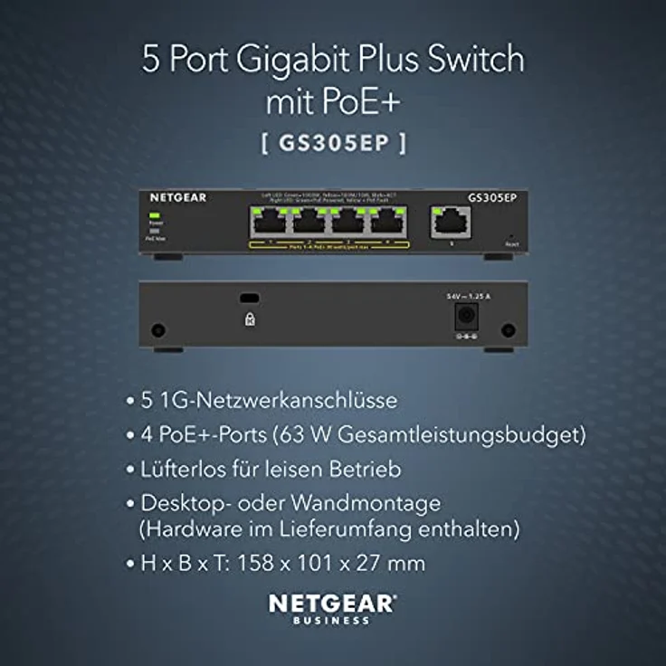 NETGEAR 5PT GE Plus Switch W-POE+ – Bild 2
