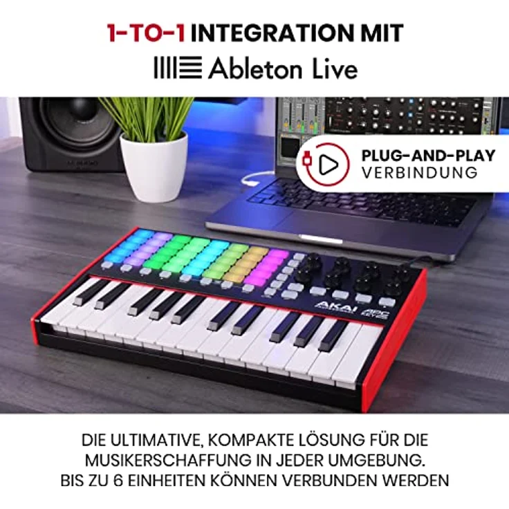 Akai Professional APC Key 25 MK2 - USB MIDI Keyboard Controller für Clip-Launching mit Ableton Live Lite, 25-Tasten, 40 RGB Pads und 8 Drehreglern – Bild 2
