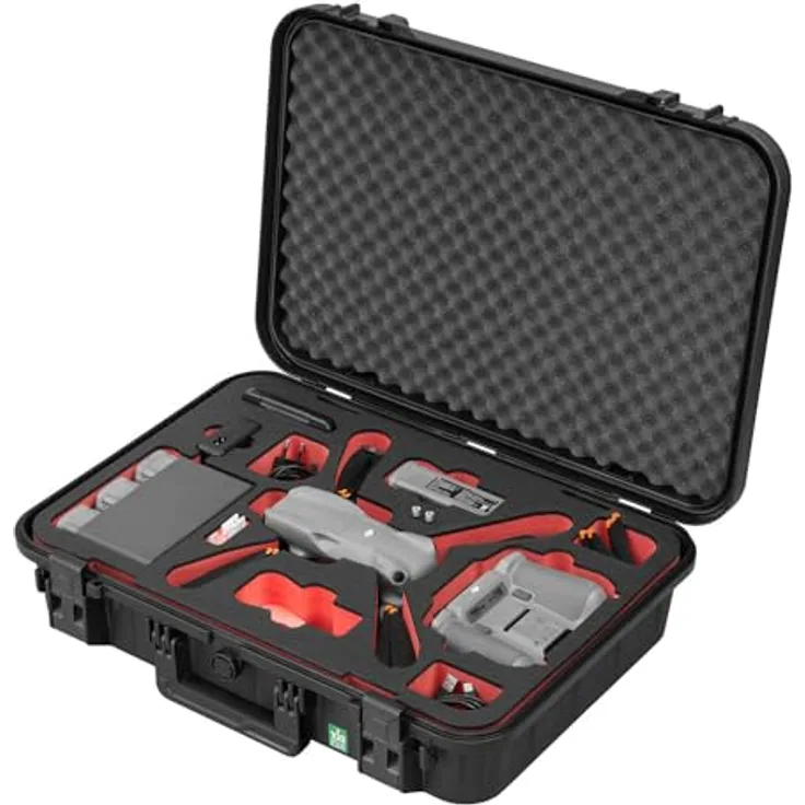TomCase Drohnenkoffer „Ready to Fly” für DJI Air 3S Fly More Combo, Standard oder DJI RC 2 Controller, Akkus Laden im Koffer, wasserdichter ECO Schutzkoffer - Made in Germany, Schwarz