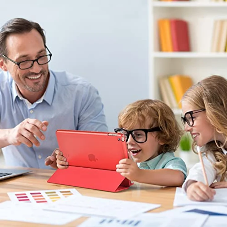 ProCase Hülle für iPad 10.2 Zoll 2019 7th Generation(A2197/A2198/A2200) Dreifach Falt Klapp Schutzhülle Case, Ultra Dünn Leicht Ständer Schale Smart Cover mit Translucent Frosted Rückhülle -Rot – Bild 3