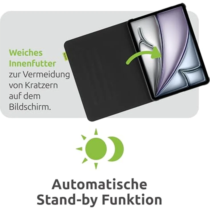 Gecko Covers Tablet Hülle / Cover aus Kaktusschale für iPad Pro 11 (2025/2024) M5 / M4 - Schlaf/Wach Funktion, Schwarz – Bild 4