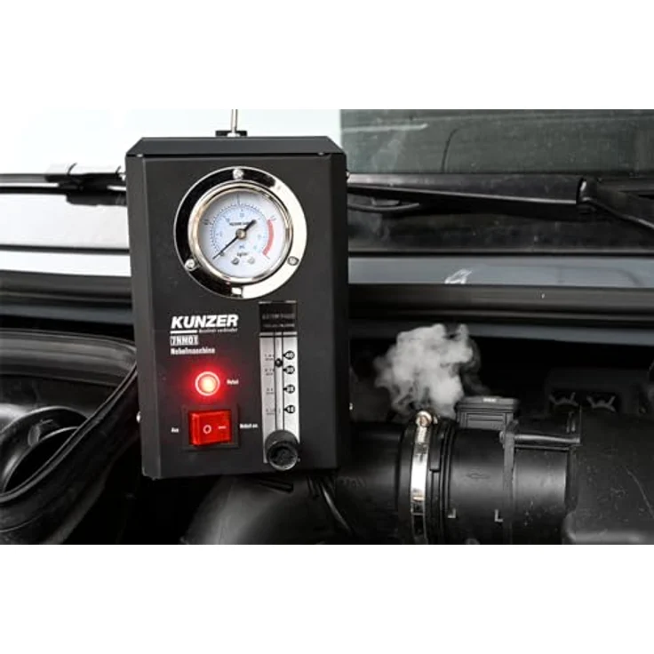 Kunzer 7NM01 Nebelmaschine, professionelle Lecksuchmaschine mit stufenlos einstellbarer Rauchintensität, 12V Betrieb, inklusive Nebelöl und Adapter – Bild 2