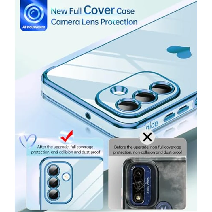 LeYi Handyhülle für Samsung Galaxy A26 5G, Cute Herz Muster, TPU Silikon, Stoßfest mit Schutzfolie, Kameraschutz, Kratzfest, Blau – Bild 3