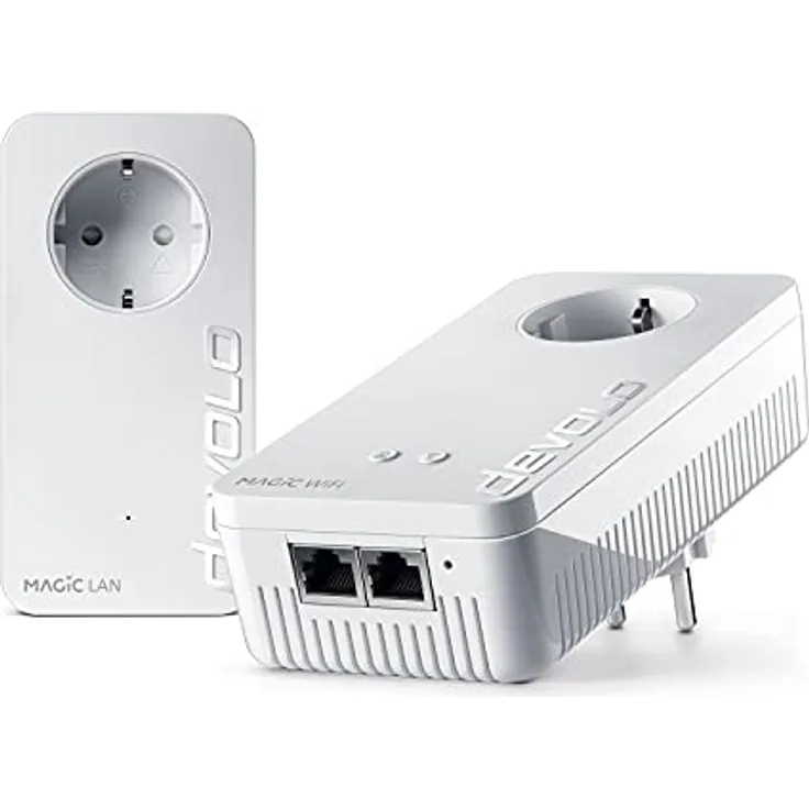 devolo Magic 2 WiFi 6 Starter Kit, WLAN Powerline Adapter -bis zu 2.400 Mbit/s, Mesh WLAN Steckdose, 2X Gigabit LAN, Access Point, dLAN 2.0, weiß