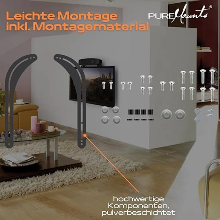 PureMounts PM-SOUND-B Soundbar Unviseralhalterung für Montage am TV oder Wandhalterung, Traglast: max. 15,0kg, VESA 400x400 – Bild 7