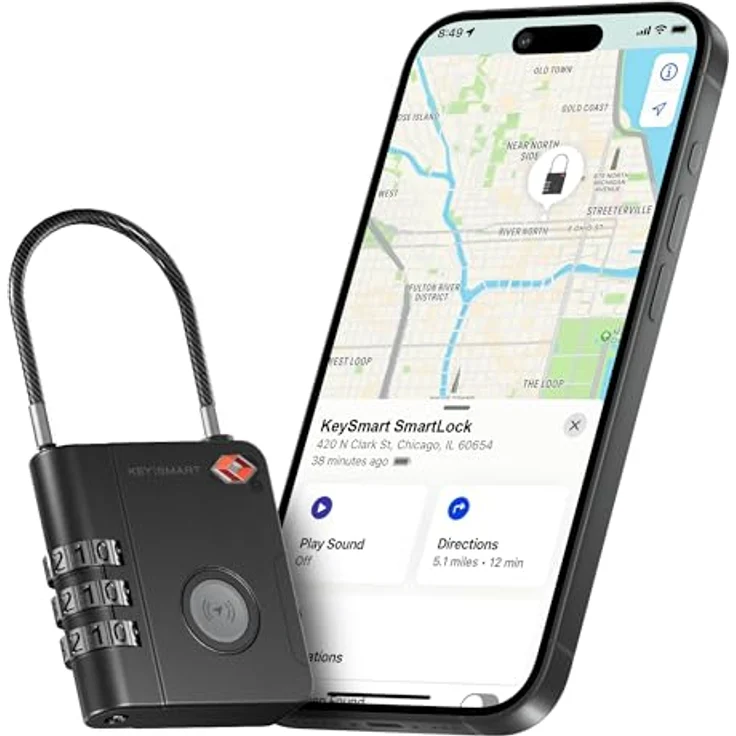 KeySmart SmartLock Gepäckschloss, TSA-genehmigt, kompatibel mit Apple Find My App, Bluetooth GPS Tracker, wasserabweisend, austauschbarer Akku – Bild 1