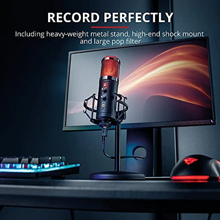 Trust GXT 256 Exxo USB Gaming Mikrofon für PC und PS4 (mit Ständer, Kopfhöreranschluss und Kondersator, RGB LED, für Streaming, Podcast) - schwarz – Bild 6