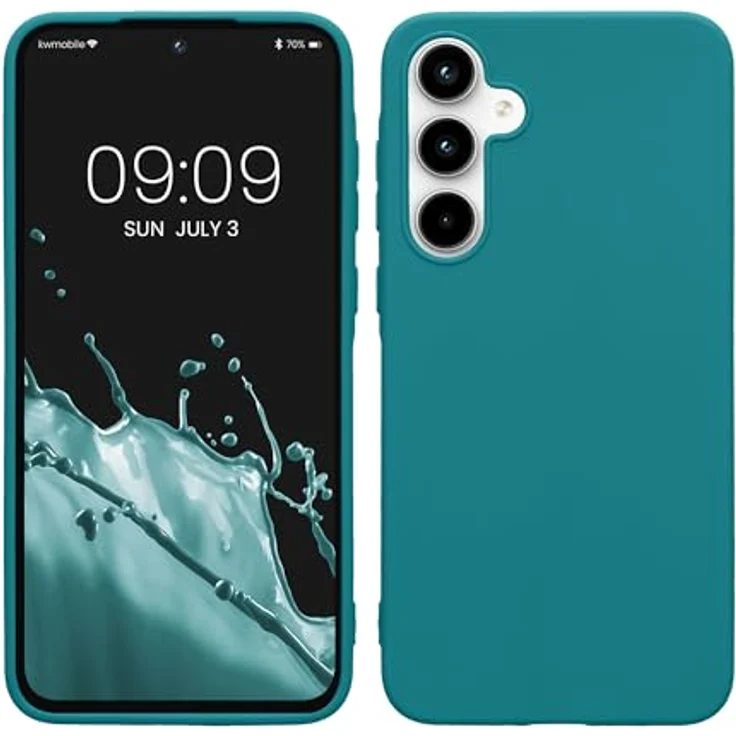 kwmobile Hülle für Samsung Galaxy A35, weiches TPU Silikon Case, rutschfest, geeignet für kabelloses Laden, Petrol matt – Bild 1