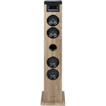 Thomson DS122CD Natural-Black Partybox, Bluetooth Soundtower mit 60W Leistung, CD-Player, USB- und SD-Kartenanschluss, UKW-Radio, schwarz-holz