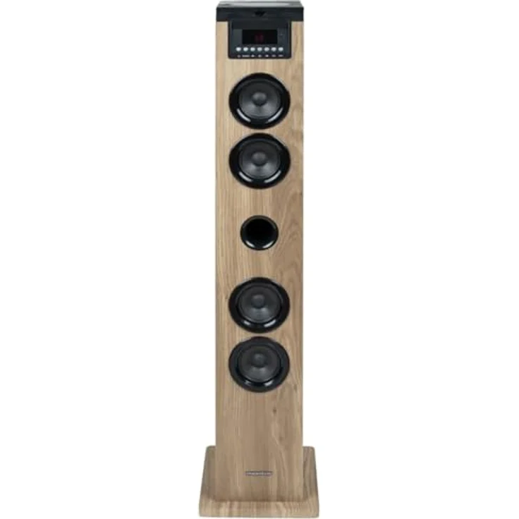 Thomson DS122CD Natural-Black Partybox, Bluetooth Soundtower mit 60W Leistung, CD-Player, USB- und SD-Kartenanschluss, UKW-Radio, schwarz-holz – Bild 1